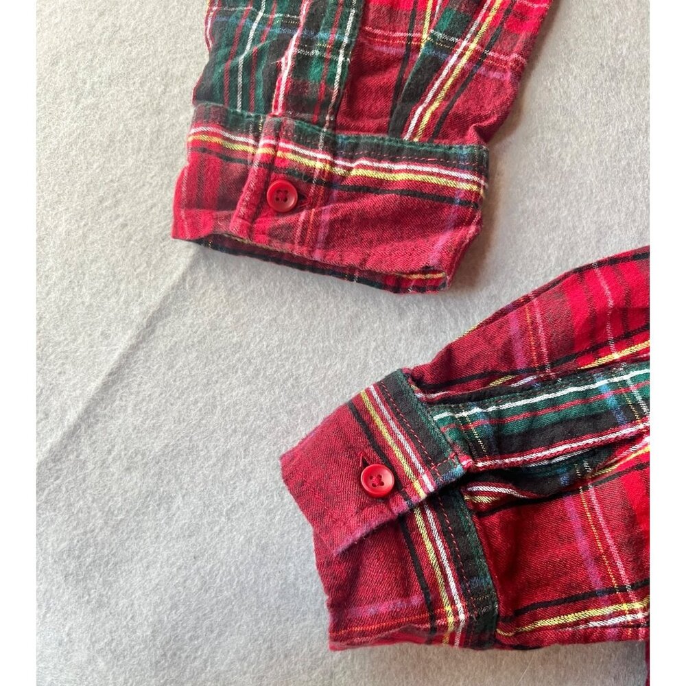 Time And Tru Womens Plaid Flannel Shirt XXL Red & Green Long Sleeve Button-Up - Picture 4 of 8